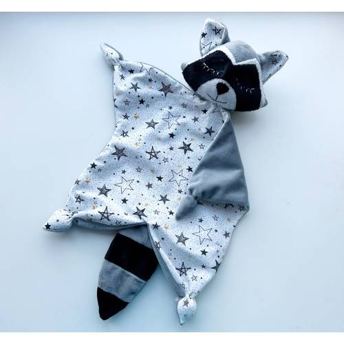 Raccon lovey, baby lovey, baby shower gift, animal lovey, stuff raccoon plush