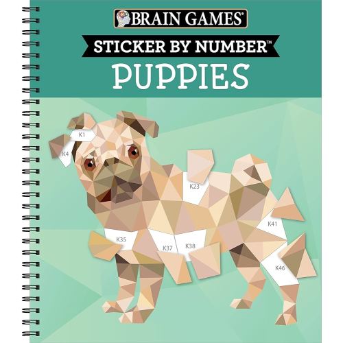 Brain Games - Sticker by Number: Puppies (14 Images to Sticker)