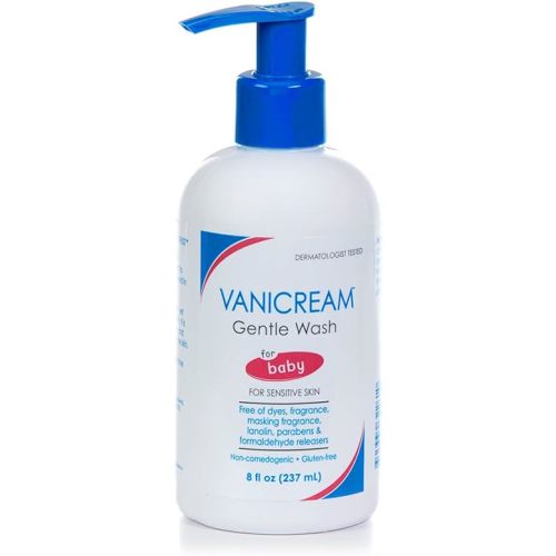 Vanicream Gentle Wash with Pump for Baby -Ideal for Normal to Sensitive/Dry Skin, Gluten and Sulfate Free, Dermatologist Tested, Transparent, Unscented, 8 Fl Oz