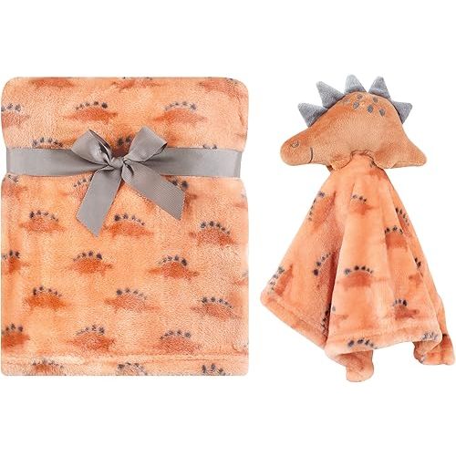 Hudson Baby Unisex Baby Plush Blanket with Security Blanket, Stegosaurus, One Size