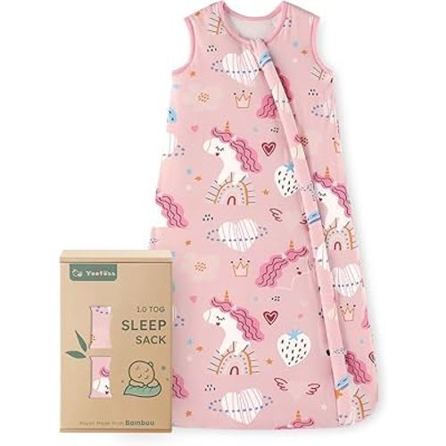 Yoofoss Rayon Made from Bamboo Baby Sleep Sack 0-6 Months 1.0 Tog Baby Wearable Blanket, Super Soft Infant Toddler Sleeping Sack 2-Way Zipper