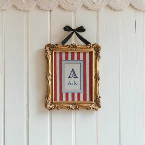 Name Sign Framed Print, Vintage Circus Poster, Print Cottage Nursery, Custom Gift Baby, Kids Bedroom Monogram, Red Stripes