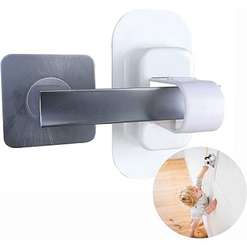 Dreambaby Adhesive Lever Door Handle Lock - Child Safety Locks for Doors & Handles - Suitable for Most Lever Door Handles - 2 Pack - White - Model L1481PB