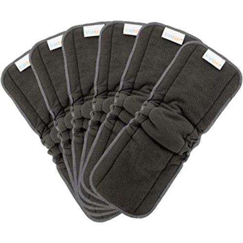 ALVABABY Reusable 4 Layers 6 Pack Inserts with Gussets for Baby Cloth Diaper and Cloth Diapers Covers 6FLN