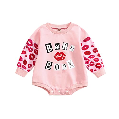 Infant Baby Girl Valentine Romper Sweatshirt Crewneck Long Sleeve Bodysuit Tops Valentine 's Day Outfit Clothes