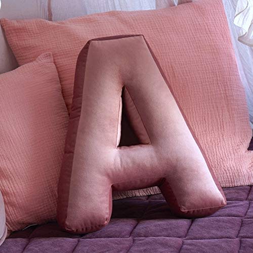 MOMAID Velvet Letter Pillow Soft Initial Throw Cushion Decorative Alphabet Kids Room Nursery Decor Baby Toddler Gift (Dusty Rose, Letter A)1 Count (Pack of 1)