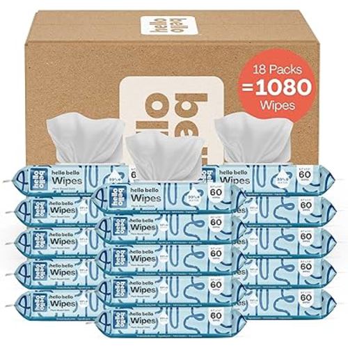 Hello Bello Extra Gentle Unscented Baby Wipes - Made with 99% Water and Aloe for Babies and Kids - 1080 Count