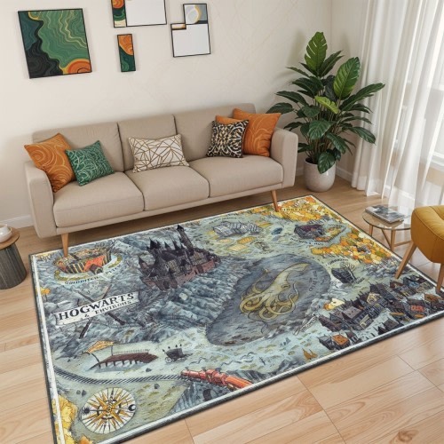 Harry Potter Hogward Map Area Rug, Wizard Map Carpet Mat Decor