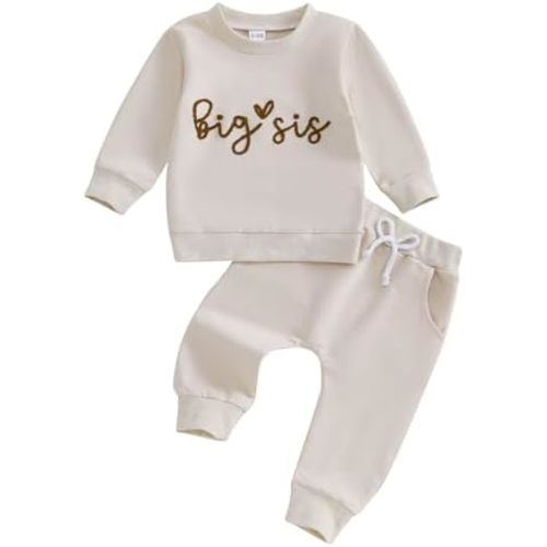 Toddler Infant Baby Girl Fall Winter Clothes Big Sister Little Sister Matching Outfits Sweatshirt Pants Set