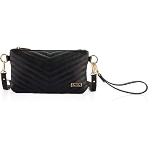 Itzy Ritzy Boss Pouch Wristlet, Crossbody Clutch & Belt Bag - Black Clutch Purse for Women - Includes Crossbody Strap & Wristlet Strap - Features 6 Card Slots & 2 Zippered Pockets (Jetsetter)