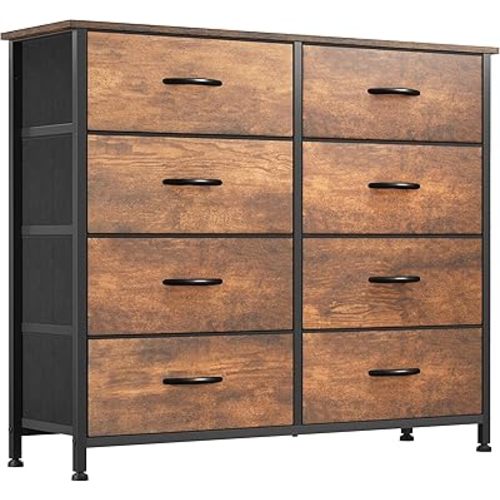 YITAHOME 8 Drawers Fabric Dresser, Furniture Storage Tower Cabinet, Organizer for Bedroom, Living Room, Hallway, Closet, Sturdy Steel Frame, Wooden Top, Easy-to-Pull Fabric Bins
