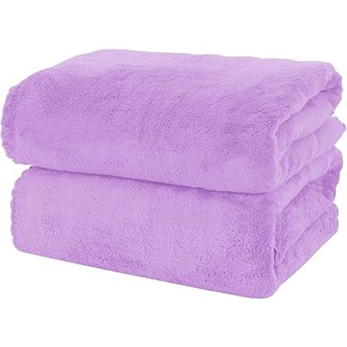 MOONQUEEN 2 Pack Premium Bath Towel Set - Quick Drying - Microfiber Coral Velvet Highly Absorbent Towels - Multipurpose Use as Bath Fitness, Bathroom, Shower, Sports, Yoga Towel (Purple)