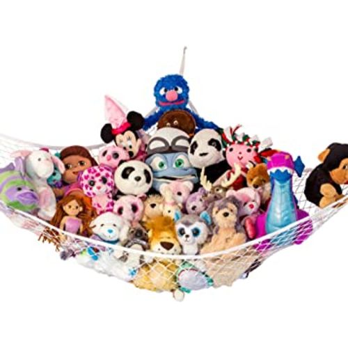 Lilly's Love Large Stuffed Animal Net Hammock for Plushie Toys | Corner Hanging Organizer for your Teddy and Stuffy Collection | Easy to Hang w/Included Anchors & Hooks (White)