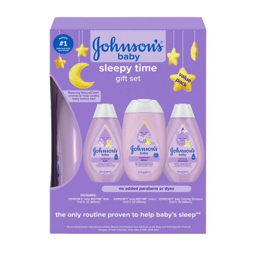 Johnson's Sleepy Time Bedtime Baby Gift Set Includes Baby Bath Shampoo, Wash & Body Lotion - 3ct: Hypoallergenic, Paraben-Free, Soothing