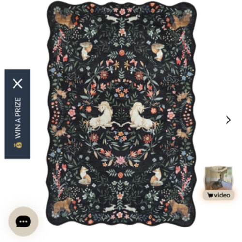 Elysia Washable Maximalist Unicorn Garden Black Rug - Lahome