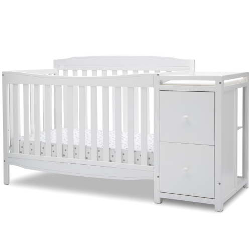 Delta Children Mason 6-in-1 Convertible Crib and Changer, Greenguard Gold Certified, Bianca White