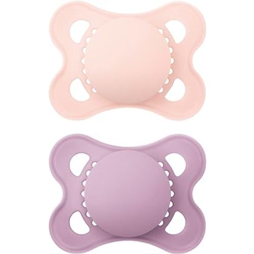 MAM Original Matte Baby Pacifier, Nipple Shape Helps Promote Healthy Oral Development, Sterilizer Case, 2 Pack, 0-6 Months, Girl,2 Count (Pack of 1)