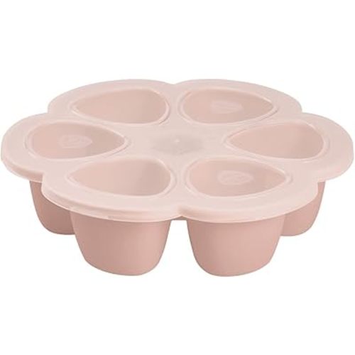 BEABA Multiportions Silicone Baby Food Storage Container, Baby Food Containers, Food Storage Container, Snack Containers, Baby Essentials, 3 oz, (Rose)