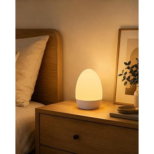 Night Light for Kids, Egg Light for Nursery with 12 RGB Colors & 2 Dynamic Modes, Cute Touch Lamp with Stepless Dimming, Rechargeable Portable Night Lamp for Breastfeeding Kids Bedroom BPA Free