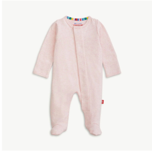 pink melange organic cotton magnetic footie – Magnetic Me