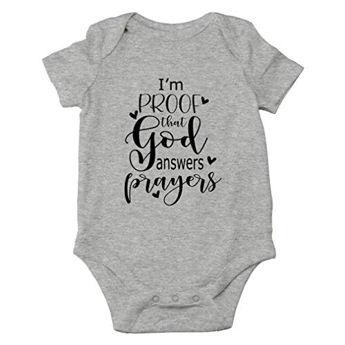 AW Fashions I'm Proof That God Answers Prayers Baby Bodysuit Cute Newborn Boy Funny Rompers Girl Clothes