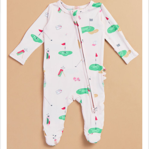 Little Caddy Ruffle Footie in Pink | Tullabee