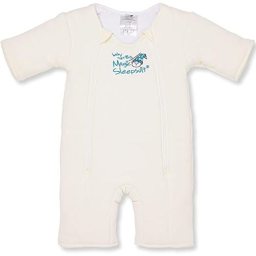 Magic Sleepsuit Baby Merlin's Cotton Baby Swaddle Transition Product - Soft and Cozy Design, Double Zipper for Easy Diaper Changes, Promotes Safe Sleep, 3-6 Months - Cream - Large 18-21lbs