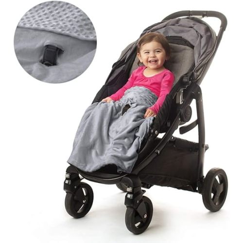 Non-Slip Stroller Blanket - Baby Blanket for Boys and Girls Attached to Stroller, Light Spring Soft Baby Grey Toddler Blankets for Infant and Toddlers, Universal Fit for All Strollers and Car Seat