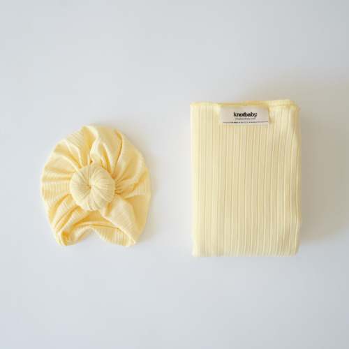 Headwrap and Swaddle Set in Banana Cream