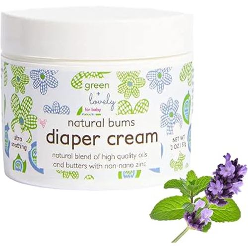 Natural Bums Diaper Rash Cream (Chemical Free), Made with Organic Shea Butter & Coconut. Calming Lavender Chamomile. Non-nano. High Grade.