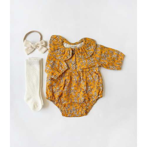 3-6 Months Mustard Floral Romper Set – Olive and Cradle