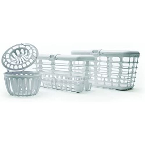 Prince Lionheart Made in USA High Capacity 3-in-1 Dishwasher and Spill Proof Vave Cleaner Basket for Toddlers & Infants Bottle Parts & Accessories | Fits all Dishwashers | 100% Recycled Plastic,White