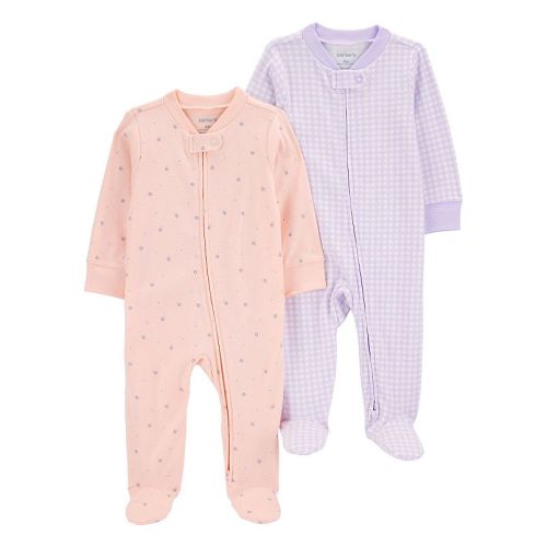 Baby Girl Carter's 2-Pack Plaid and Floral Print 2-Way Zip Sleep & Play Pajamas