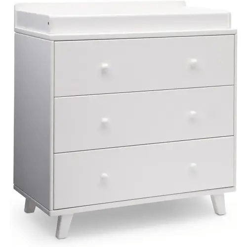 Delta Children Ava 3 Drawer Dresser with Changing Top and Interlocking Drawers - Greenguard Gold Certified, White