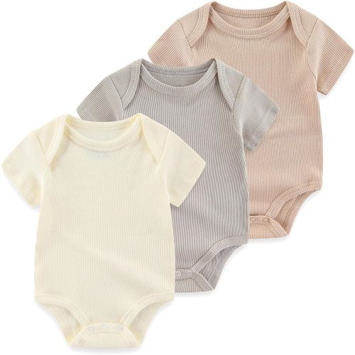 Ruliby Baby Bodysuit Boy Clothes Soft Newborn Infant Outfit Short Sleeve Romper 0-3 Month