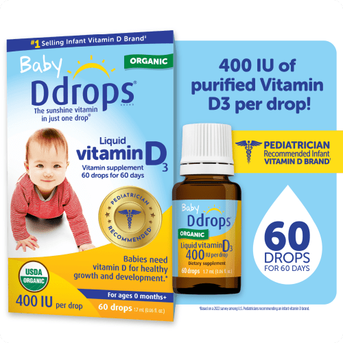 Baby Ddrops Liquid Organic Vitamin D3 Drops, 400 IU Per Drop, 0.06 fl oz