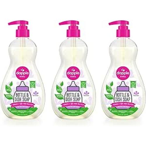 Dapple Baby Bottle Soap, Hypoallergenic Dish Soap for Baby Bottles, Powered by Plants, Lavender, 16.9 Fl Oz (Pack of 3)