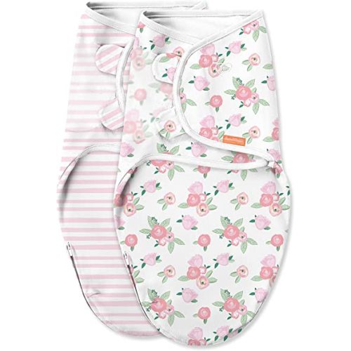 SwaddleMe Luxe Easy Change Swaddle – Size Small/Medium, 0-3 Months, 2-Pack (Water Color Floral)