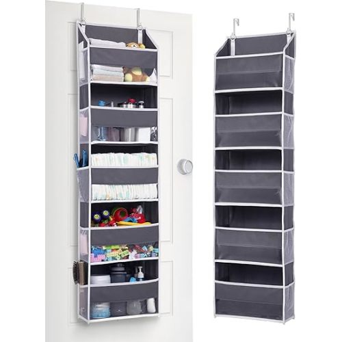 ULG 1 Pack Compact Size Over Door Organizer Slim Door Storage for Small-Sized Doors, 5 Shelves, Dark Gray