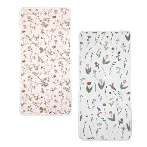 haakaa Waterproof Changing Pad Liners, 100% Cotton, Soft & Breathable (2pcs, 13" x 27.5" Honey Blossom+Vintage Garden)