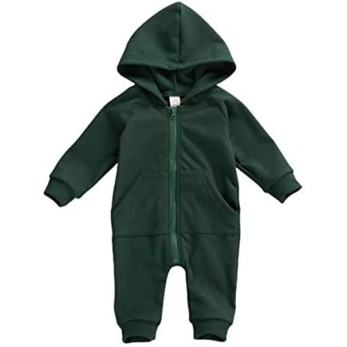 Seyurigaoka Baby Boys Girls Jumpsuit Hoodie Romper Zipper Long Sleeve One Piece Outfits Fall Winter Warm Clothes for Unisex