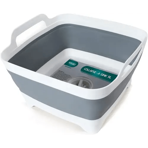 2.4 Gal(9L) Collapsible Dish Basin with Drain Plug,Space Saving Multiuse Foldable Sink Tub,Dishpan,Kitchen Sink for Camping,Plastic Tub,Vegetable Washing,Beverage Tubs