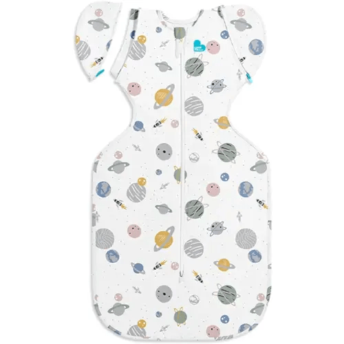 Love to Dream Swaddle Up Transition Swaddle, Patented Zip-Off Wings, Gently Help Baby Transition from Being Swaddled to Arms Free when showing signs of rolling, Lite 0.2 TOG, 13-19 lbs, White Space