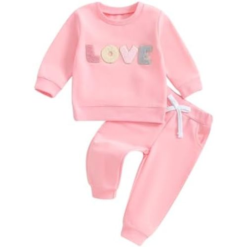 Baby Girl Clothes Newborn Infant Fall Winter Outfits Love Embroidery Long Sleeve Crewneck Sweatshirts Pants 0-24M