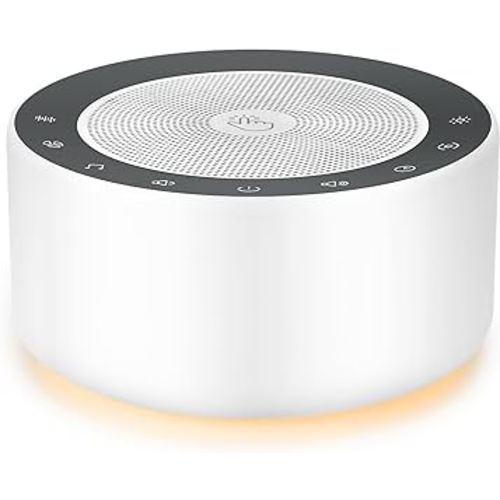 White Noise Machine with 30 High Fidelity Soundtracks, 7 Colors Night Lights, Full Touch Metal Grille and Buttons, Timer and Memory Features, Plug in, Sound Machine for Baby, Adults