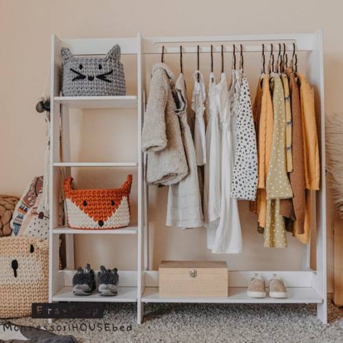 Children Wardrobe Wood Clothing Rack Wood Clothes Rack a - Etsy