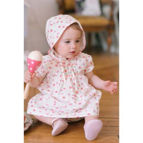 Poppy Short Puff Sleeves Smocked Baby Set, Pink - Antoinette Paris | Maisonette