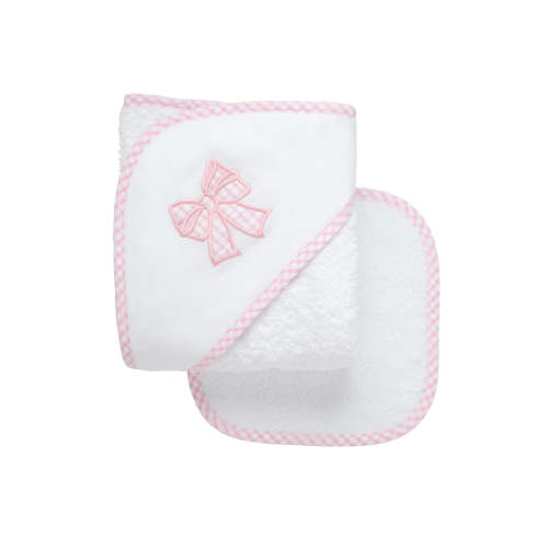 Bow Hooded Towel & Washcloth Set