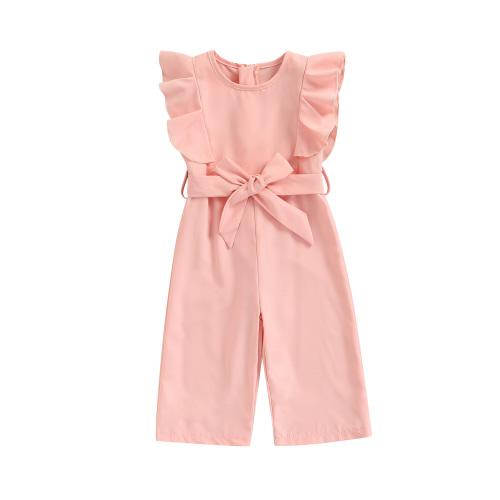 Bagilaanoe Toddler Baby Girl Pink Sleeveless Ruffle Jumpsuit 1-2 Years