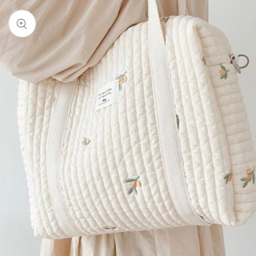 Extra Large Cotton Beige Baby Diaper Bag - Olives